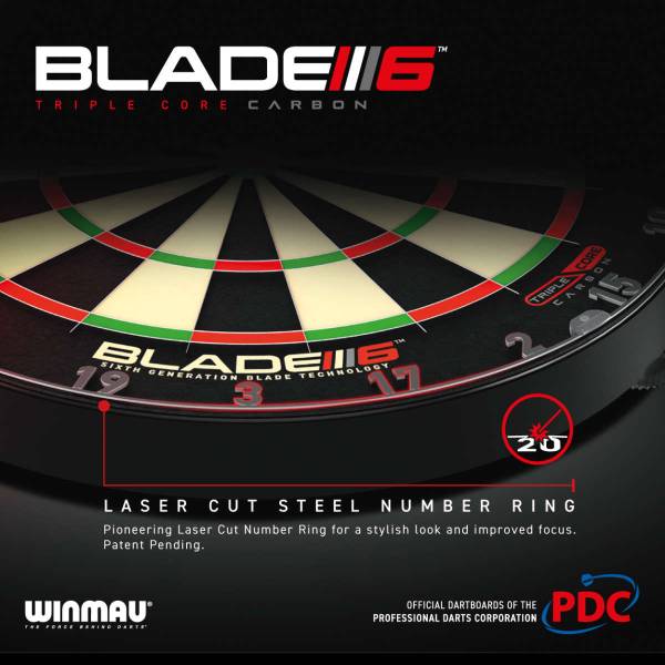 Winmau Blade 6 Triple Core Carbone - Cible de flechettes en acier
