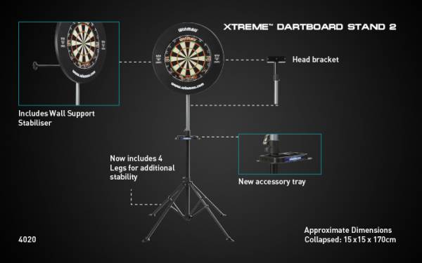 Winmau Xtreme Dartboard Stand 2 - support pour une cible de fléchettes
