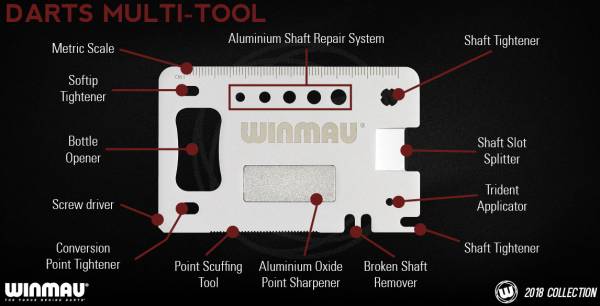 Winmau Outil Multifonctions avec ouvre-bouteille - fléchettes